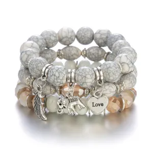 Wholesale Elephant Wings Heart LOVE Pattern Beaded Bracelet