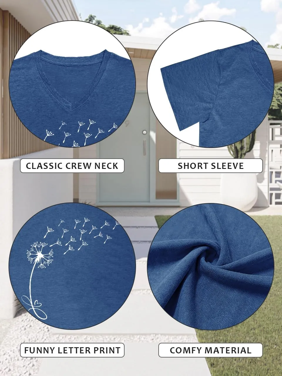 Women V Neck Sunflower Graphic Shirt Cute Dandelion Teen Girls Tee Tops Short Sleeve Cowgirls Casual T Shirts