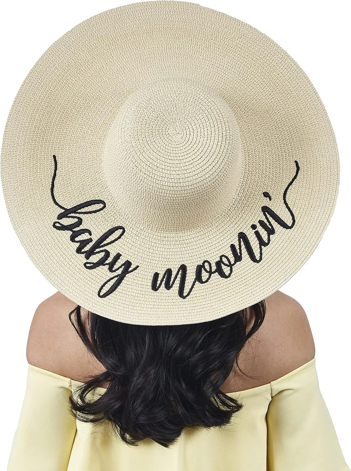 Womens Embroidered Straw Sun Hat Bridal Shower Gift Bachelorette Honeymoon
