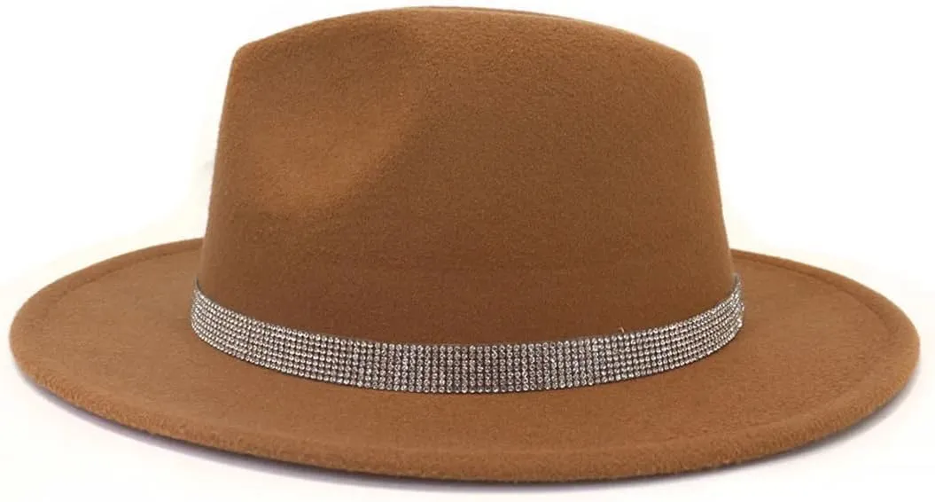 Women's Hat Chain Decor Wide Brim Fedora Hat Fall Winter Wedding Jazz Hats Men Felted Cap