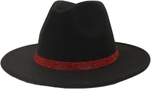 Women's Hat Chain Decor Wide Brim Fedora Hat Fall Winter Wedding Jazz Hats Men Felted Cap