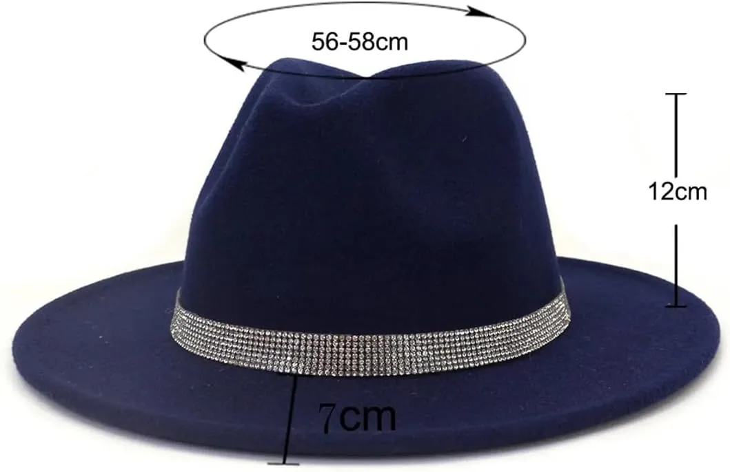 Women's Hat Chain Decor Wide Brim Fedora Hat Fall Winter Wedding Jazz Hats Men Felted Cap