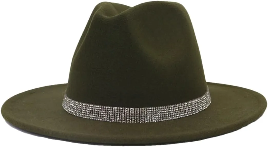 Women's Hat Chain Decor Wide Brim Fedora Hat Fall Winter Wedding Jazz Hats Men Felted Cap