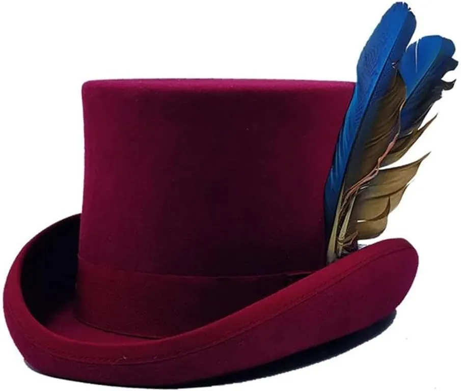 Wool Felt High Top Hat Wool Magician High Hat Jazz Top Hats Men and Women Flat Felt Hat Men's Costume Hats