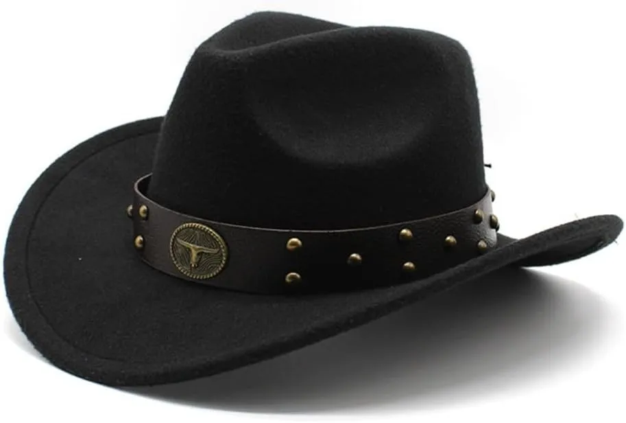 Woolen Felt Hat for Adult with Belt Fashion Carnivals Party Costume Cap Women Men Halloween Festival Headwear