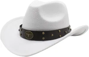 Woolen Felt Hat for Adult with Belt Fashion Carnivals Party Costume Cap Women Men Halloween Festival Headwear
