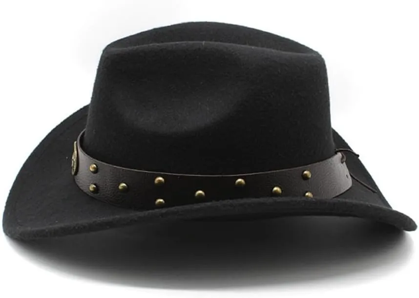 Woolen Felt Hat for Adult with Belt Fashion Carnivals Party Costume Cap Women Men Halloween Festival Headwear
