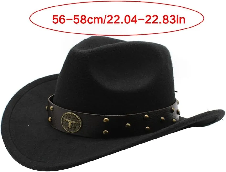 Woolen Felt Hat for Adult with Belt Fashion Carnivals Party Costume Cap Women Men Halloween Festival Headwear