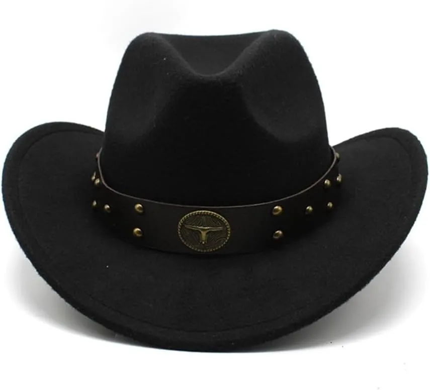 Woolen Felt Hat for Adult with Belt Fashion Carnivals Party Costume Cap Women Men Halloween Festival Headwear