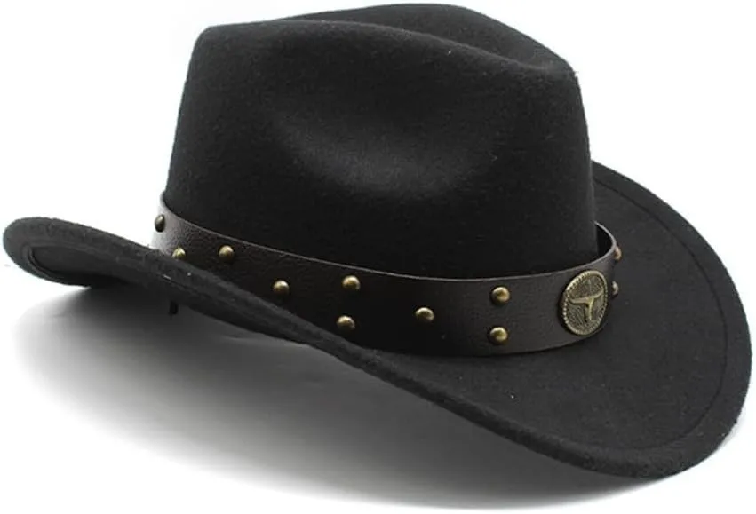 Woolen Felt Hat for Adult with Belt Fashion Carnivals Party Costume Cap Women Men Halloween Festival Headwear