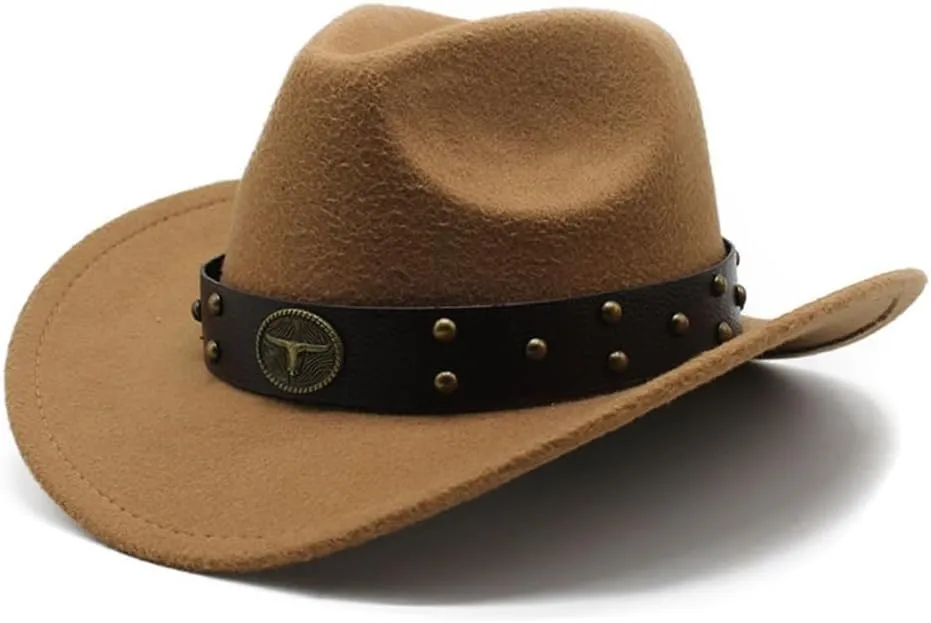 Woolen Felt Hat for Adult with Belt Fashion Carnivals Party Costume Cap Women Men Halloween Festival Headwear