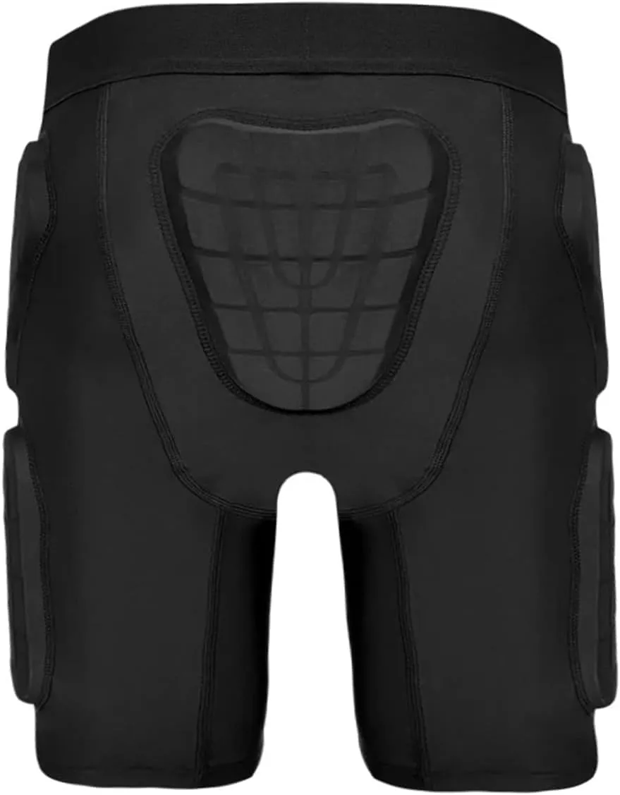 Youth Kids 5-Pad Football Girdle Padded Compression Shorts Rib Protectors Pants for Snowboard,Skate,Rugby Youth Adult Black