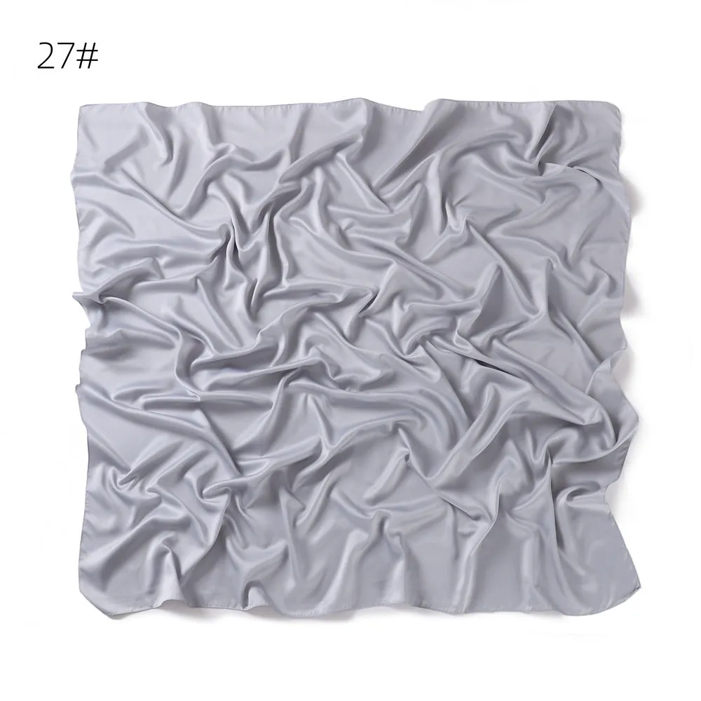 YZ104  110cm New soft matte imitation silk solid color square scarf