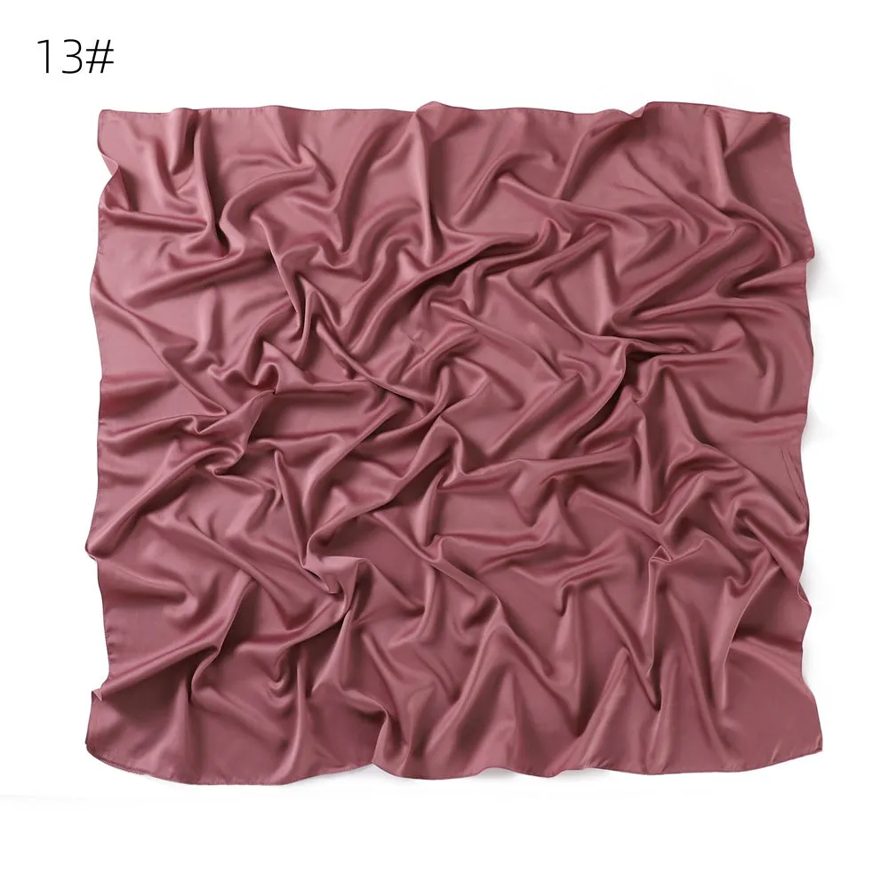 YZ104  110cm New soft matte imitation silk solid color square scarf