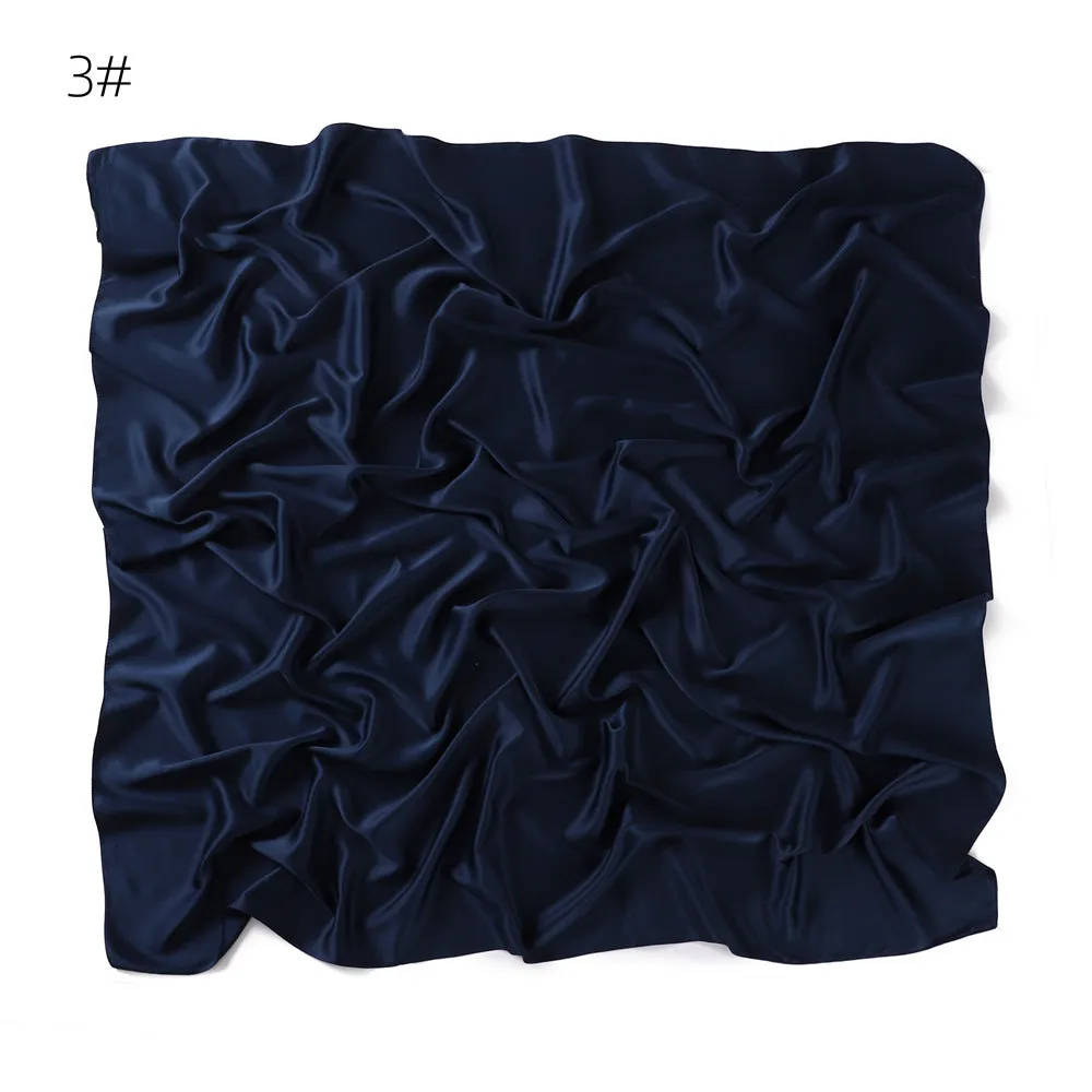 YZ104  110cm New soft matte imitation silk solid color square scarf