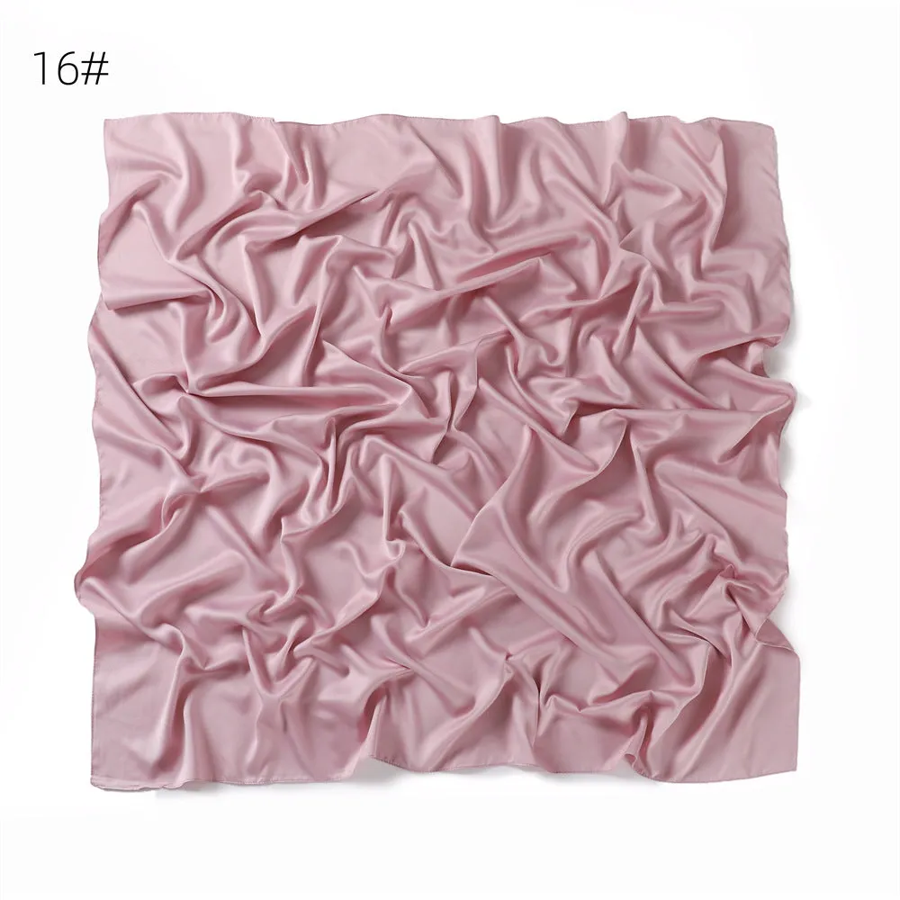 YZ104  110cm New soft matte imitation silk solid color square scarf