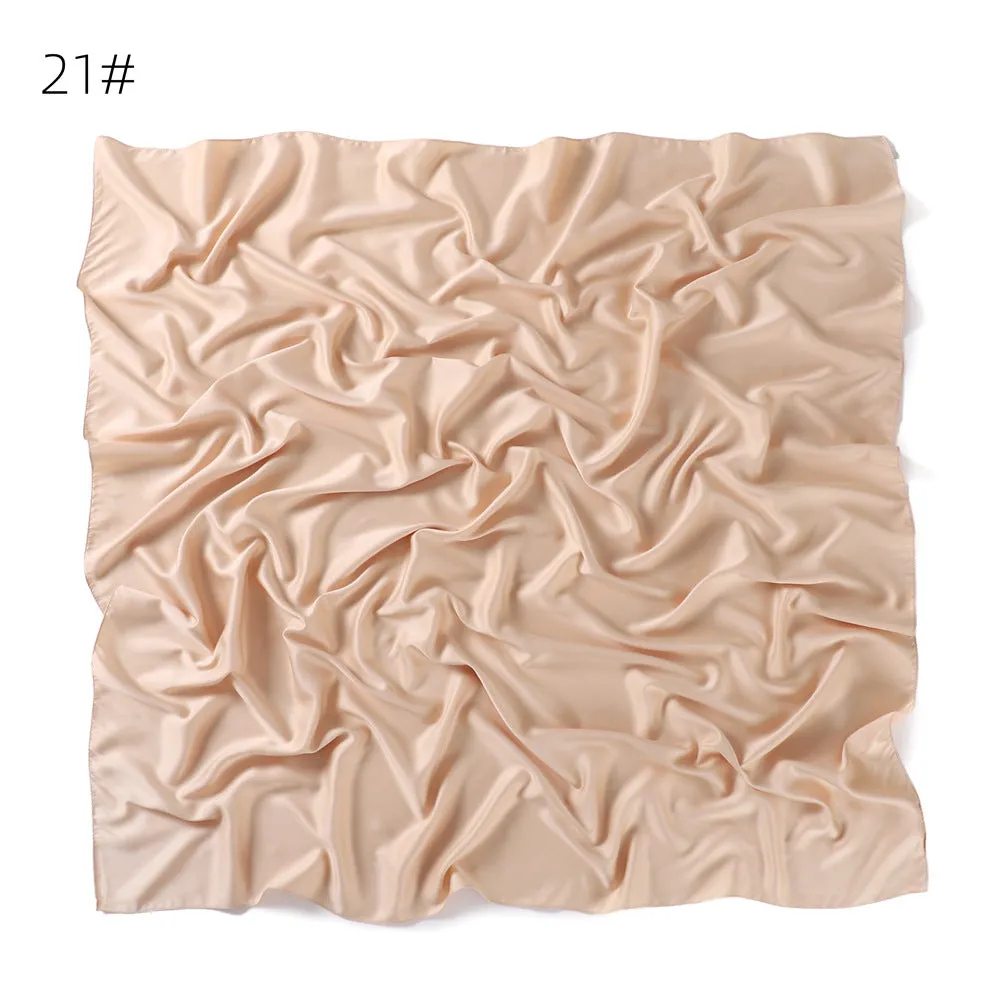 YZ104  110cm New soft matte imitation silk solid color square scarf