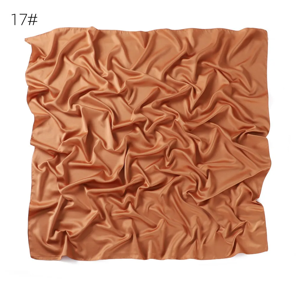 YZ104  110cm New soft matte imitation silk solid color square scarf