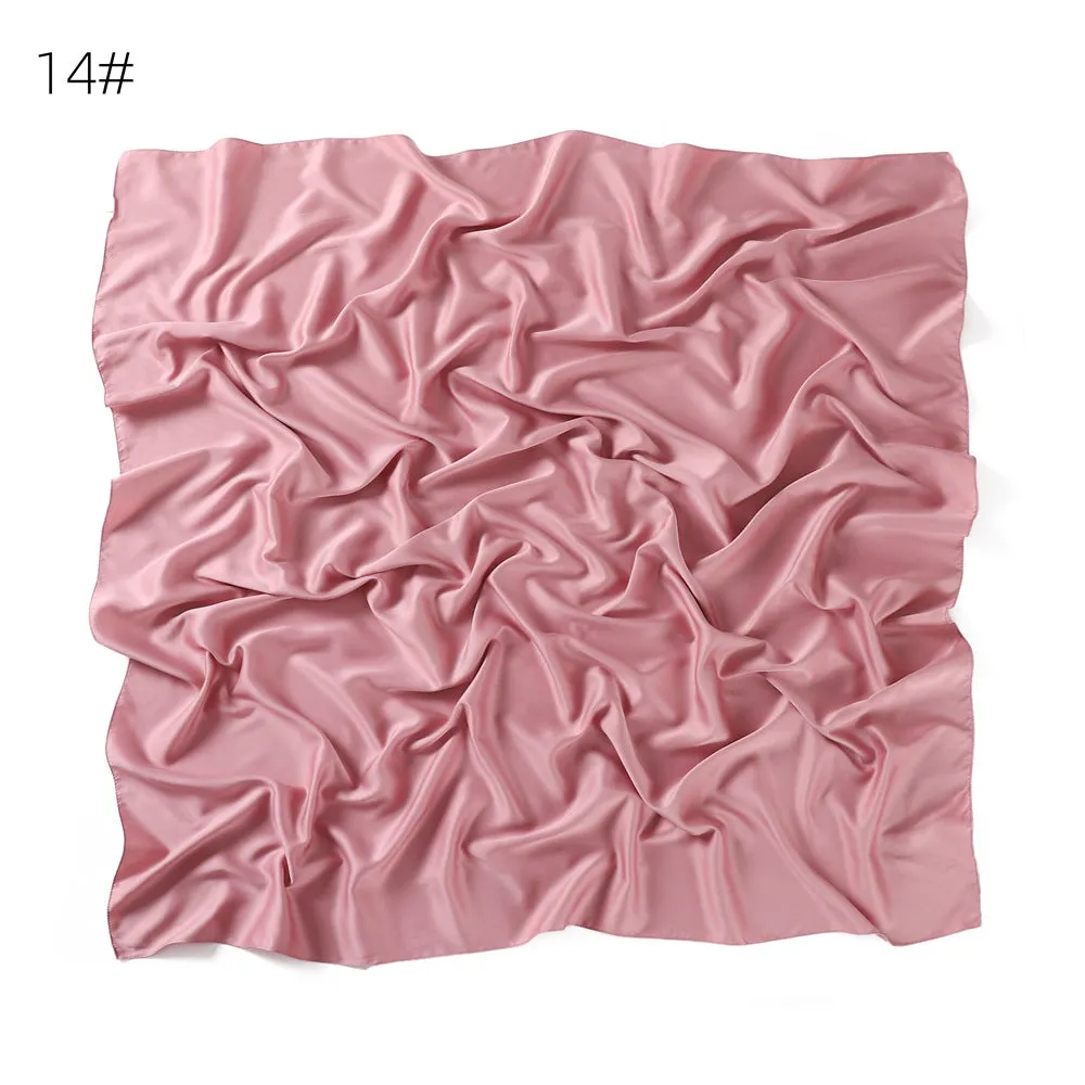 YZ104  110cm New soft matte imitation silk solid color square scarf