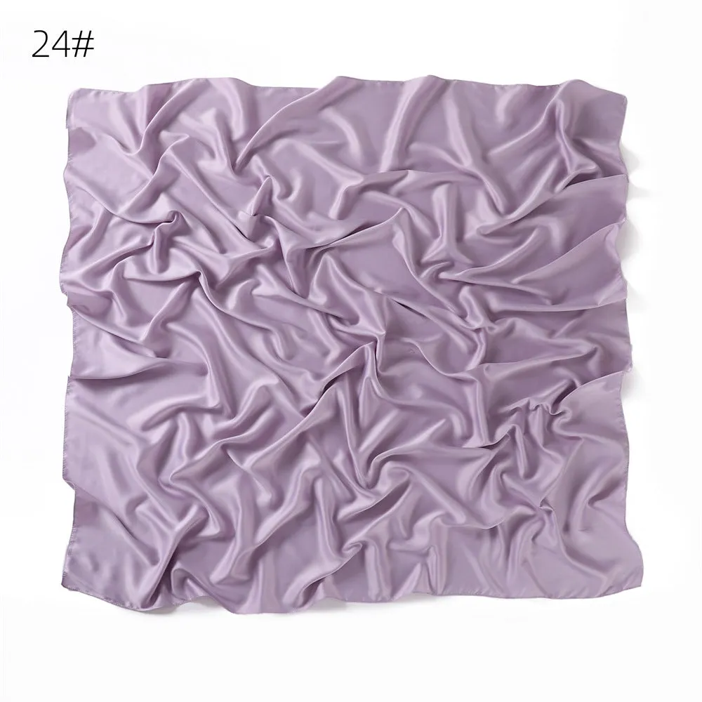 YZ104  110cm New soft matte imitation silk solid color square scarf