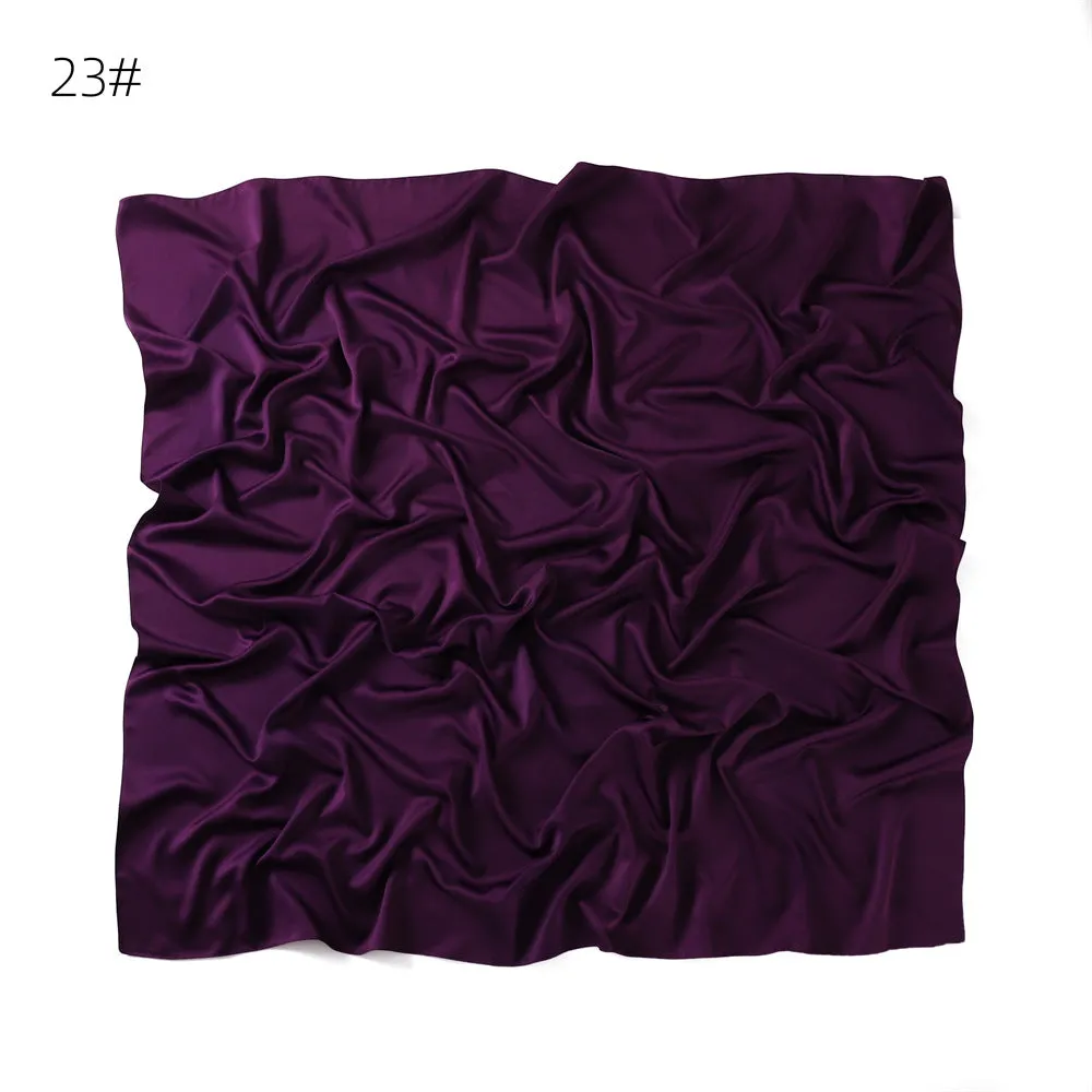 YZ104  110cm New soft matte imitation silk solid color square scarf