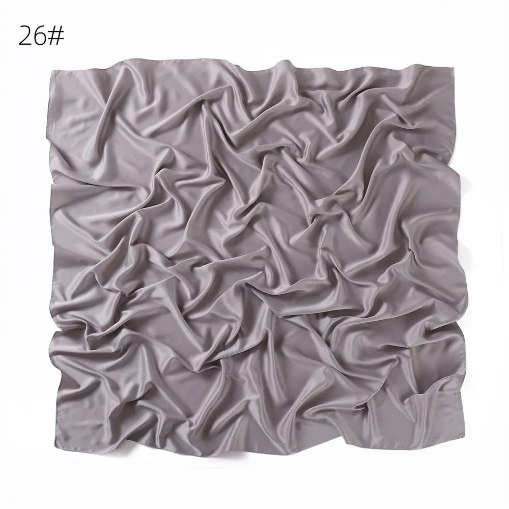 YZ104  110cm New soft matte imitation silk solid color square scarf