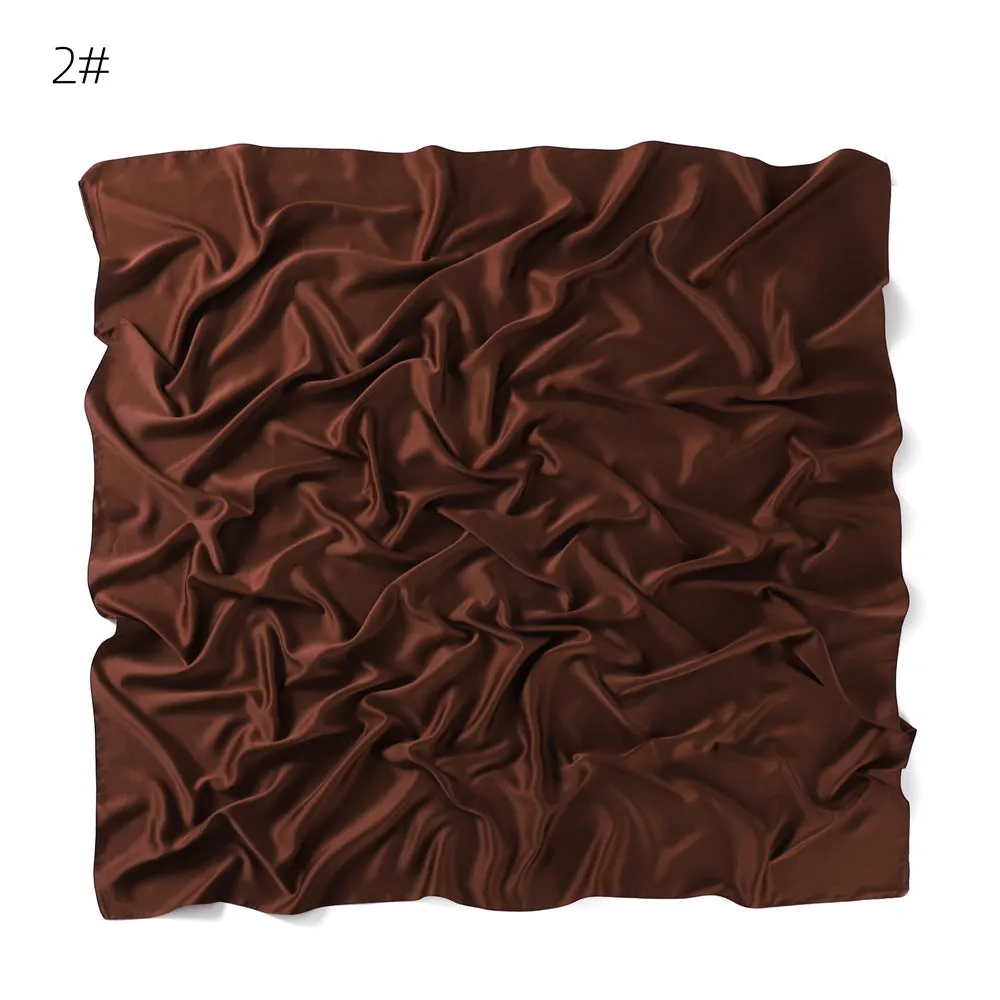 YZ104  110cm New soft matte imitation silk solid color square scarf