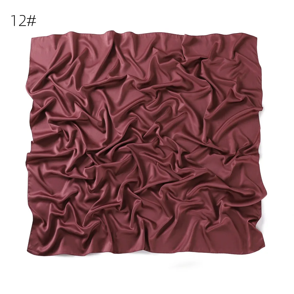 YZ104  110cm New soft matte imitation silk solid color square scarf