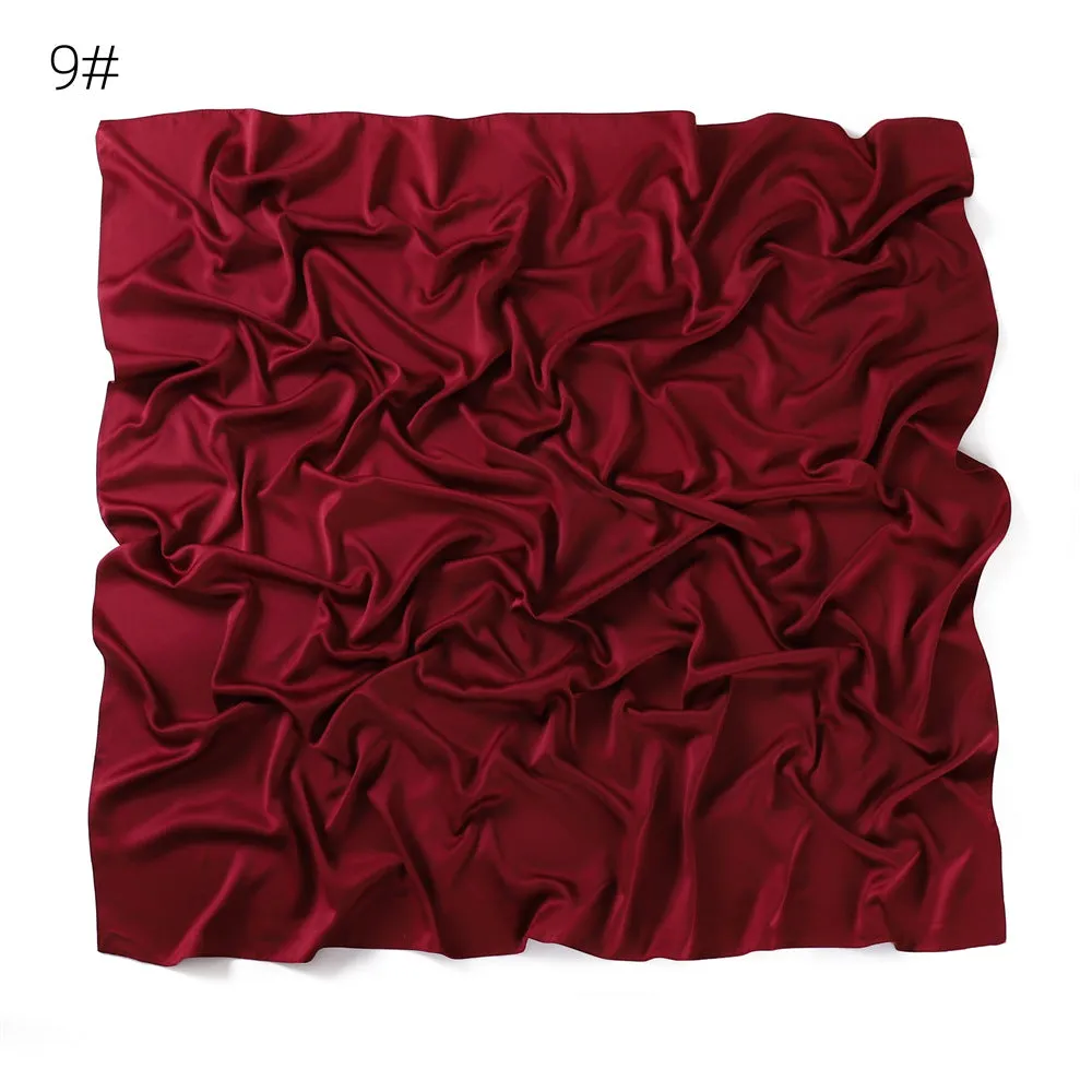 YZ104  110cm New soft matte imitation silk solid color square scarf