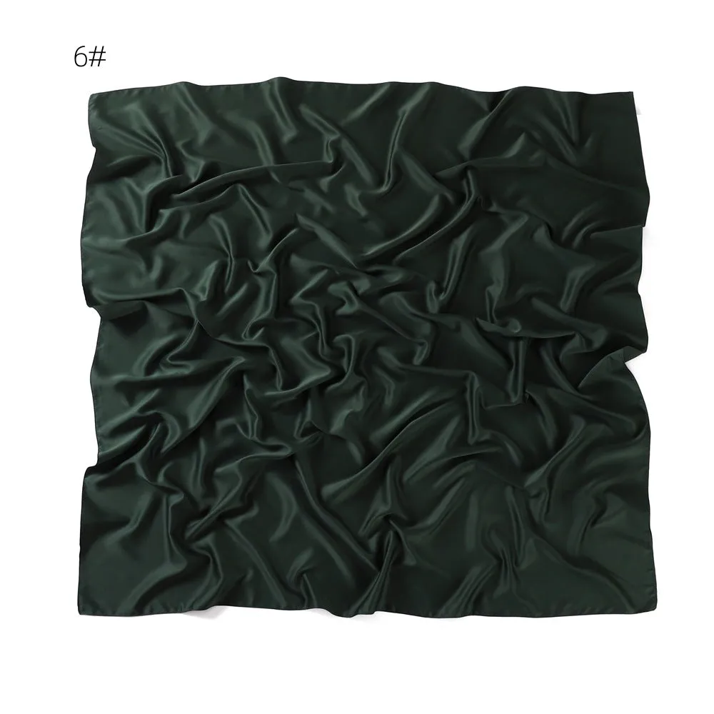 YZ104  110cm New soft matte imitation silk solid color square scarf
