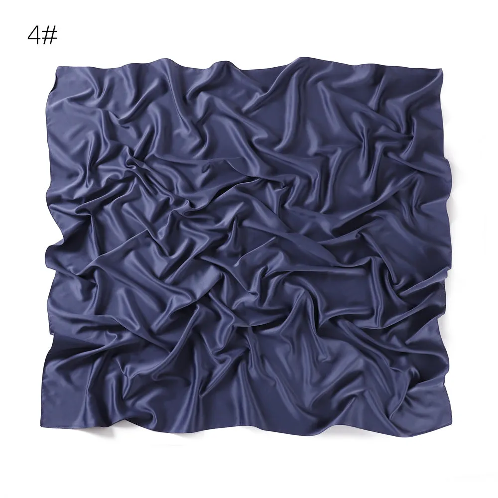 YZ104  110cm New soft matte imitation silk solid color square scarf