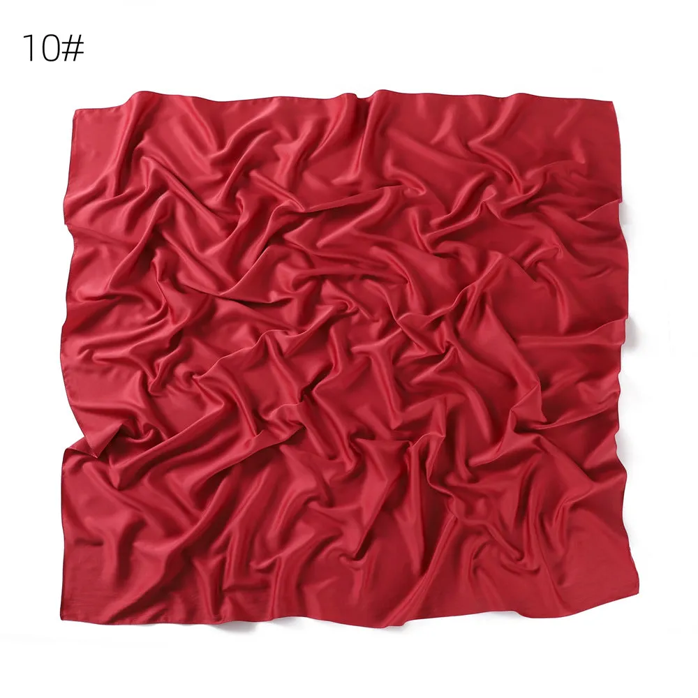 YZ104  110cm New soft matte imitation silk solid color square scarf