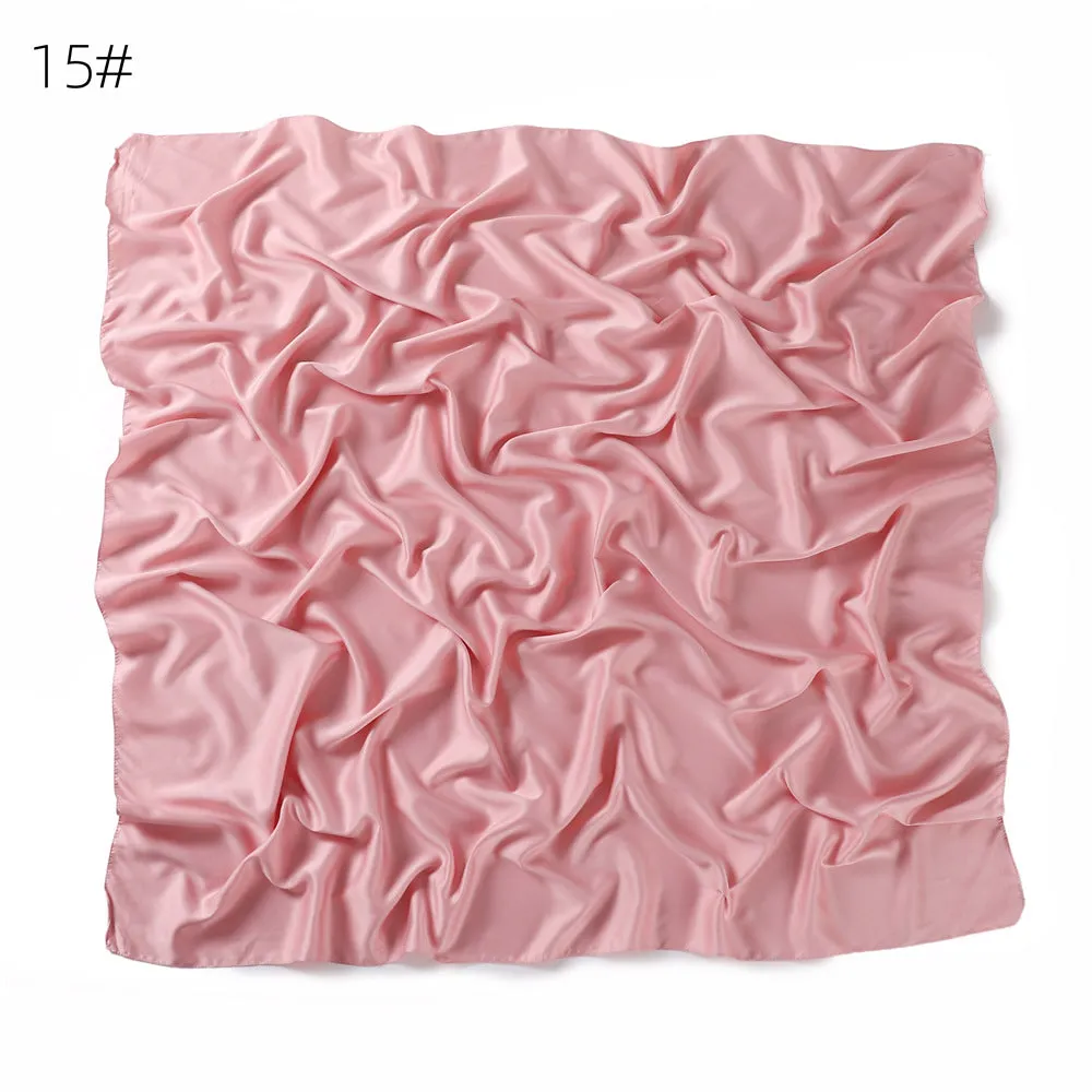 YZ104  110cm New soft matte imitation silk solid color square scarf