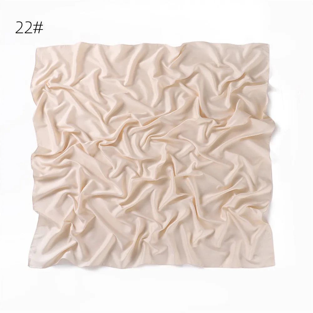 YZ104  110cm New soft matte imitation silk solid color square scarf