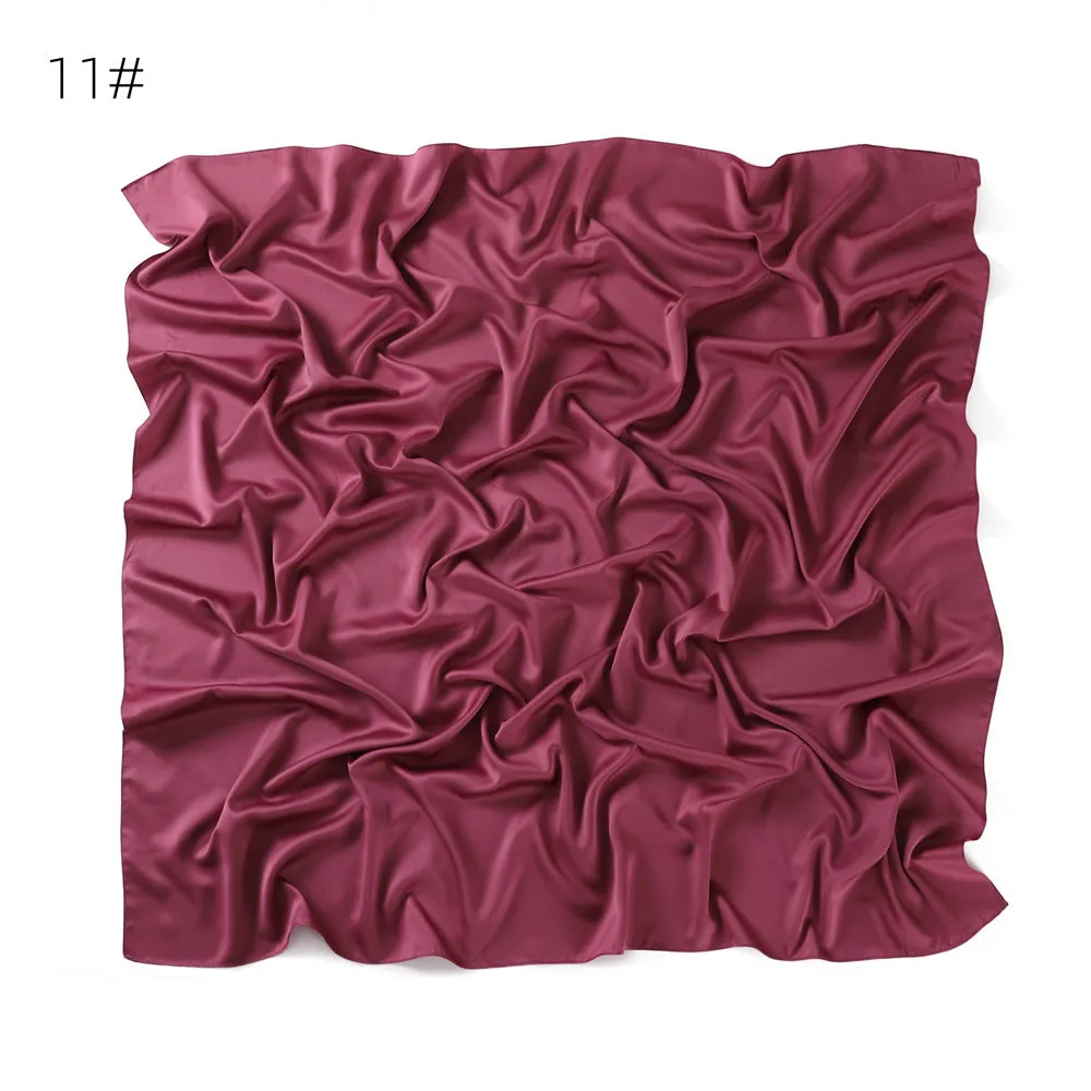 YZ104  110cm New soft matte imitation silk solid color square scarf
