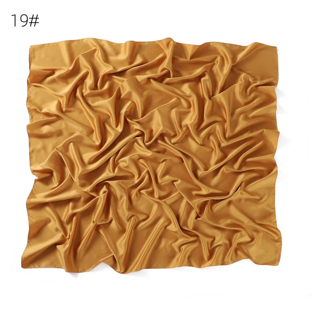 YZ104  110cm New soft matte imitation silk solid color square scarf