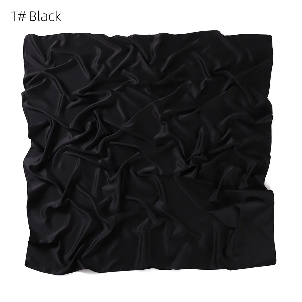 YZ104  110cm New soft matte imitation silk solid color square scarf