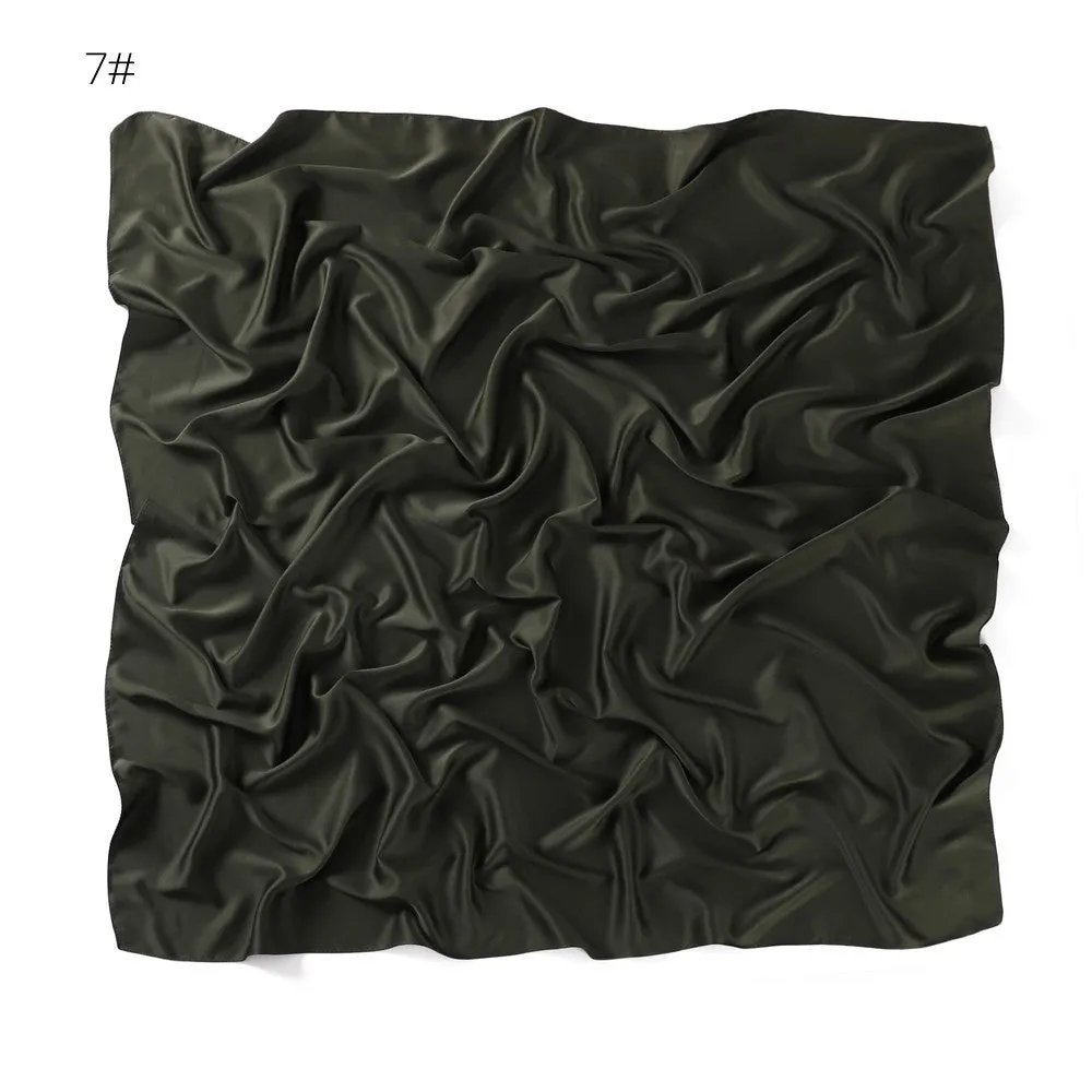 YZ104  110cm New soft matte imitation silk solid color square scarf