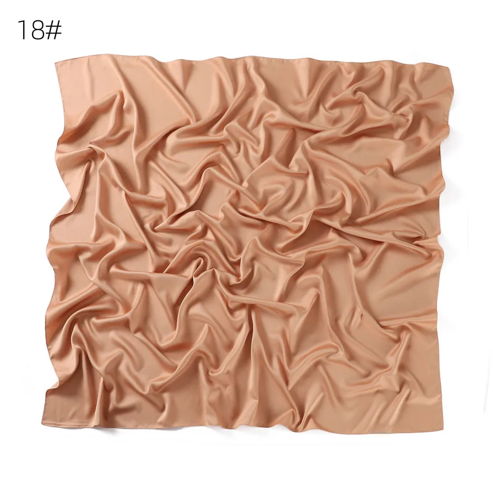 YZ104  110cm New soft matte imitation silk solid color square scarf