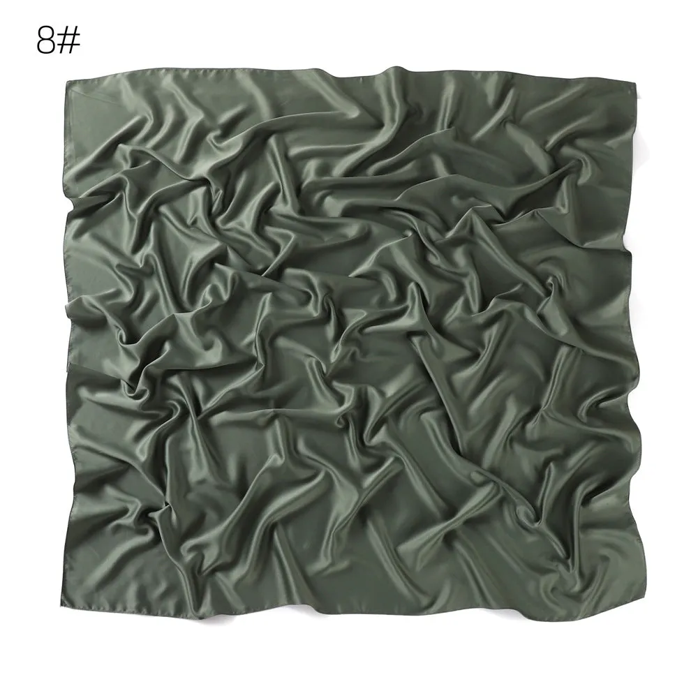YZ104  110cm New soft matte imitation silk solid color square scarf