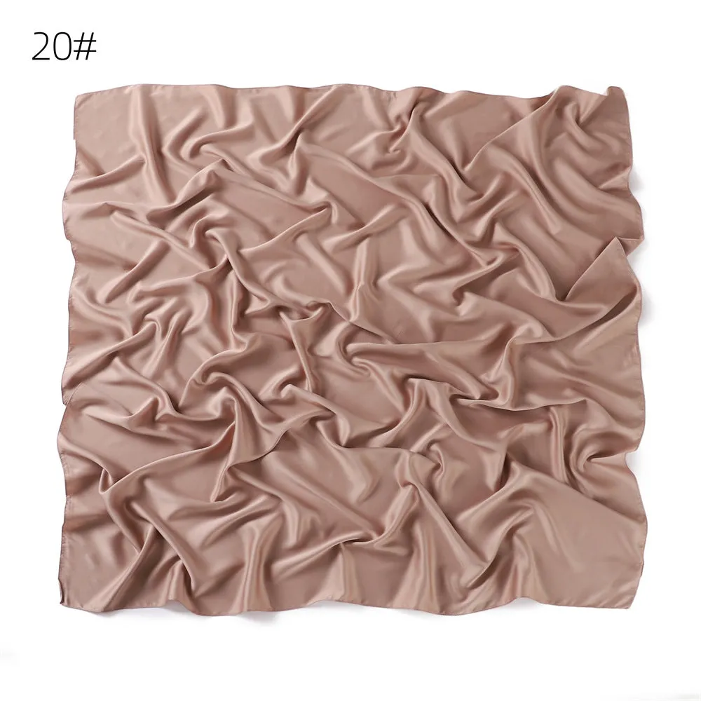 YZ104  110cm New soft matte imitation silk solid color square scarf
