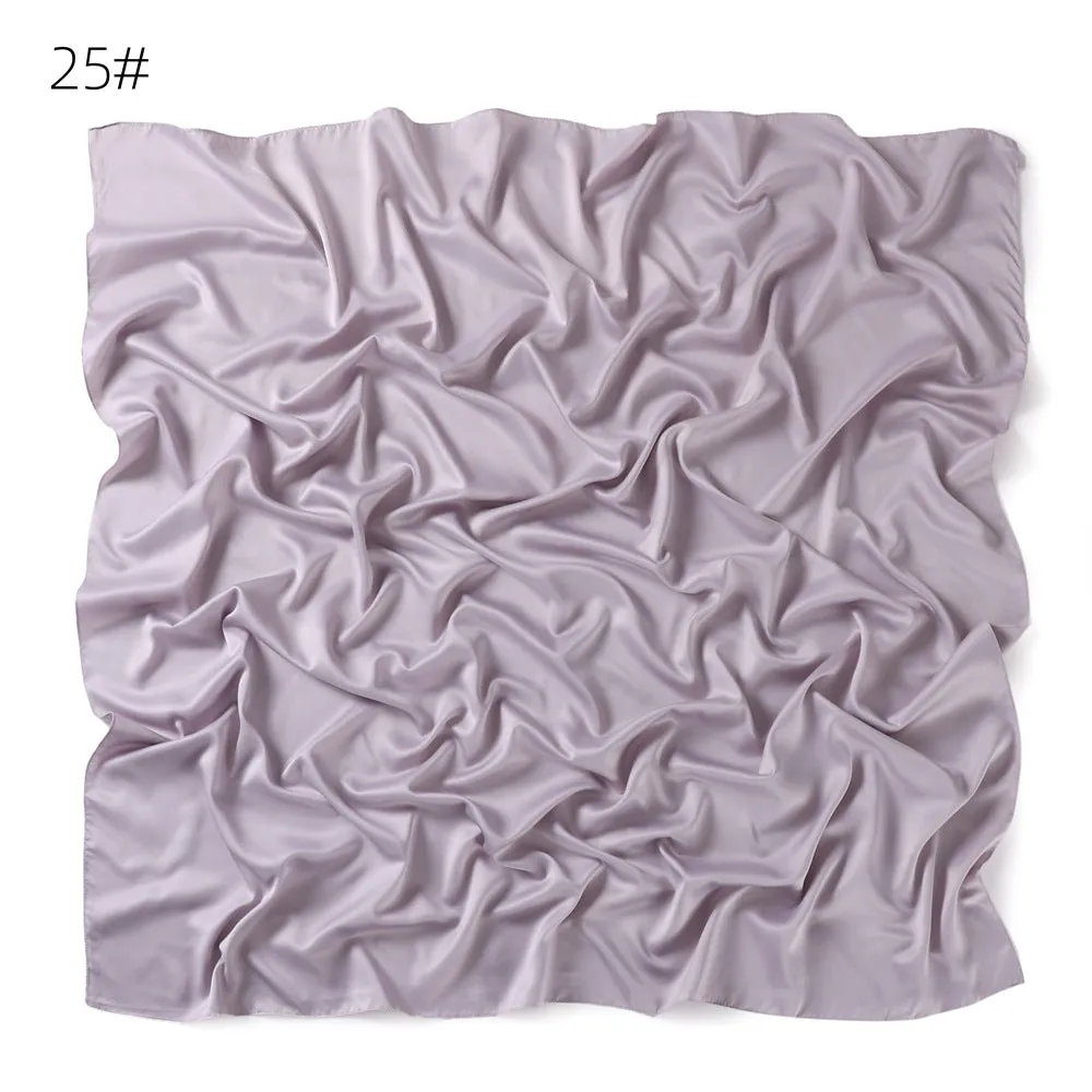 YZ104  110cm New soft matte imitation silk solid color square scarf