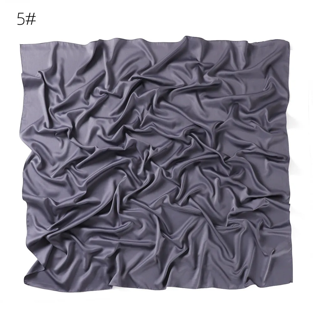 YZ104  110cm New soft matte imitation silk solid color square scarf