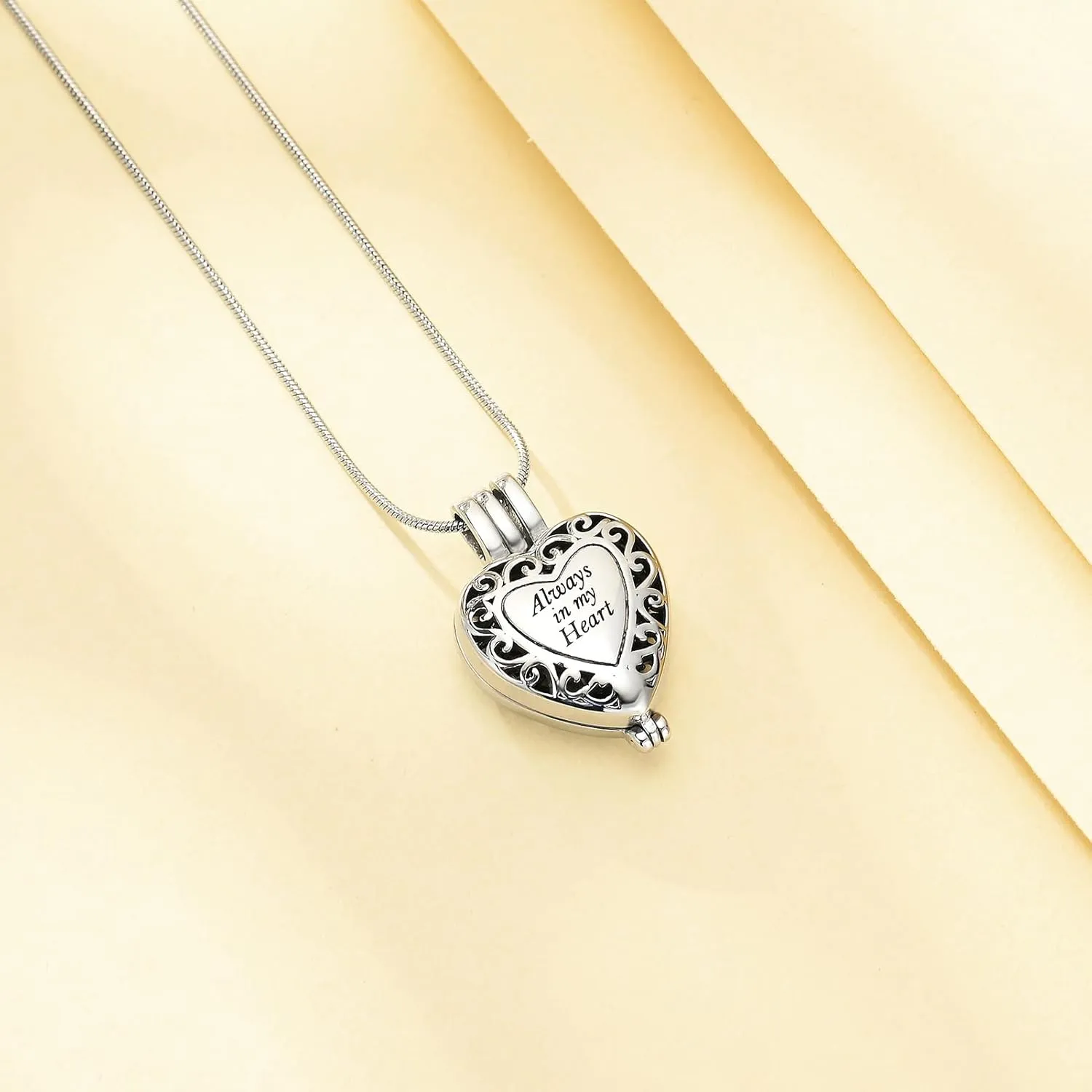 zeqingjw Heart Urn Necklace for Ashes Always in My Heart Cremation Jewelry Memorial Locket Ashes Pendant Keepsake Necklace Gift